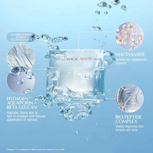 Charlotte Tilbury Magic Water Face Cream - Lightweight, Dewy Gel Moisturizer for Sensitive Skin - Infused with Niacinamide & Biopeptide Complex to Help Improve Appearance of Fine Lines (30ml)