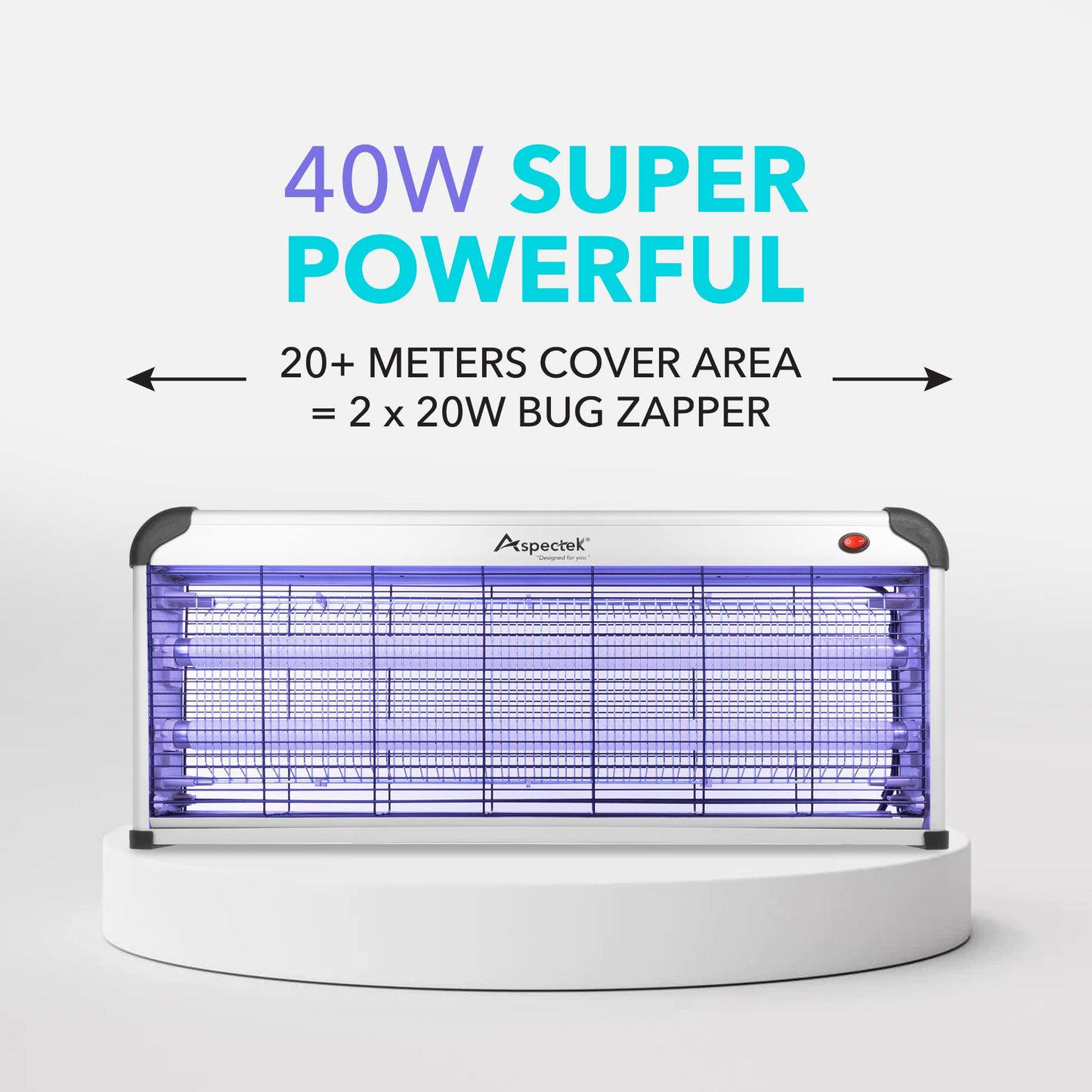 Aspectek 40W Electronic Bug Zapper – Wide Coverage Insect Killer, Mosquito, Fungus Gnat, Moth and Fly Trap with Powerful UV Light for Indoor Use