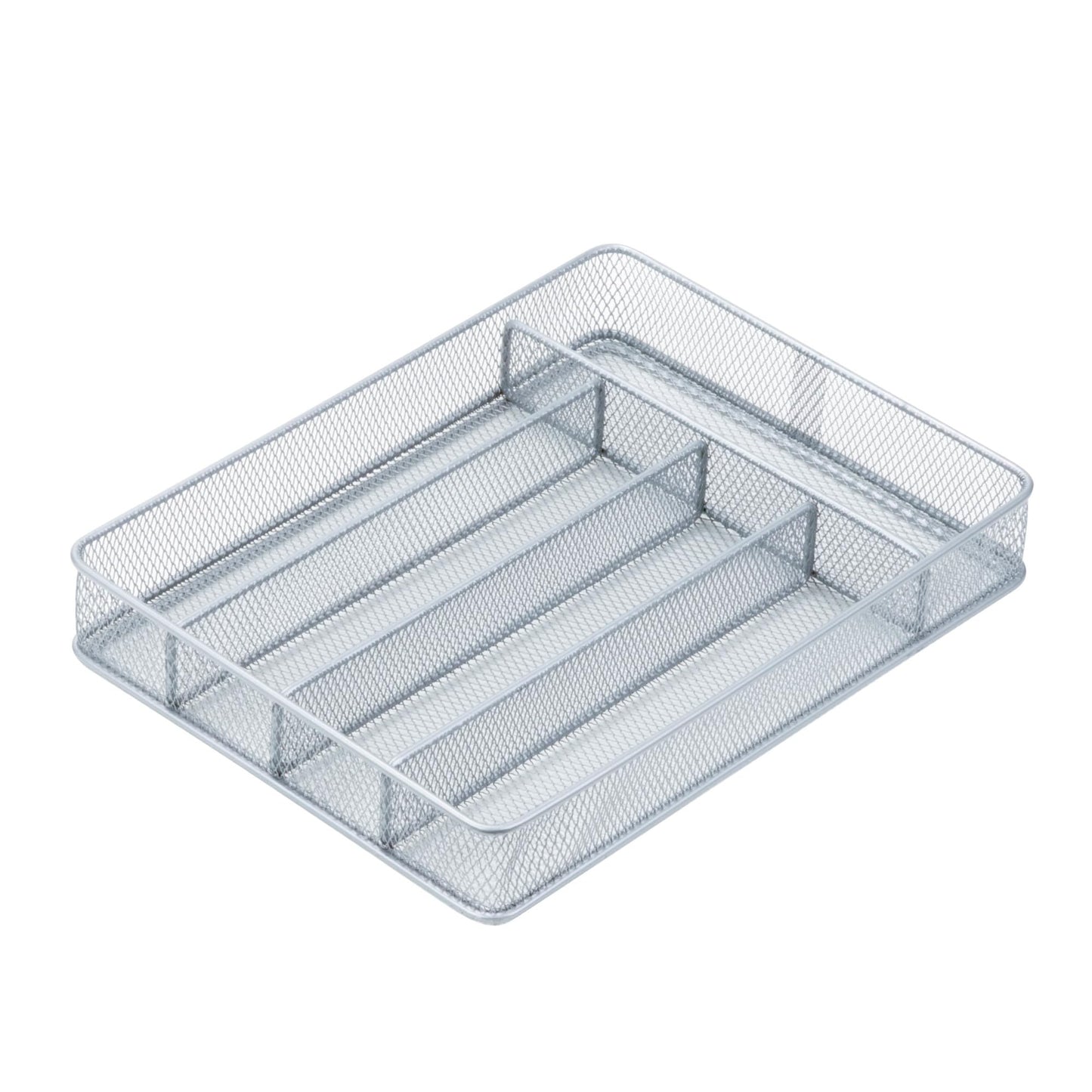 Honey-Can-Do KCH-02154 Steel Mesh 5-Compartment Cutlery Utensil Organizer, Silver