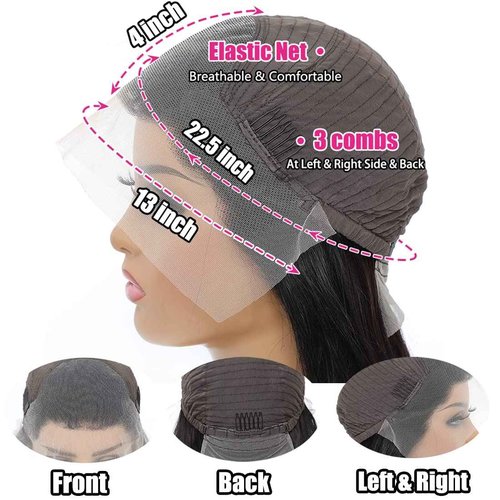 Filrku Water Wave Lace Front Wigs 13x4 HD Trasparent Glueless Lace Frontal Wigs for Women Pre Plucked with Baby Hair 180 Density Wet and Wavy Wigs (26 inch)