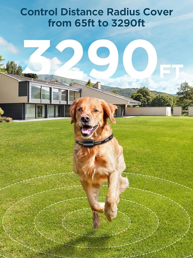 DOGOITM Wireless Dog Fence for 2 Dogs, GPS Wireless Dog Collar with 3 Warning Modes, Pet Containment System with AI Smart Signal, Electric Fence Collar for Outdoor Use(2 Collars)