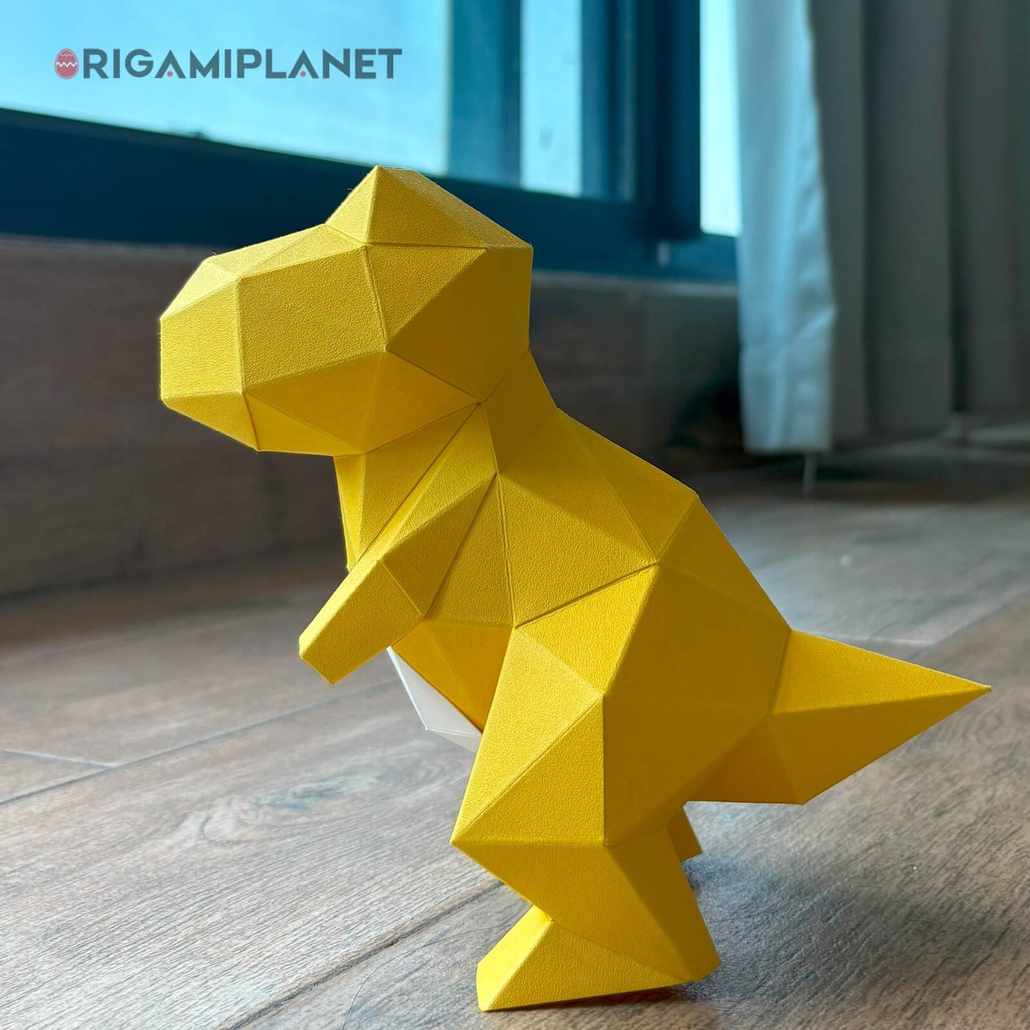 ORIGAMIPLANET 3D Dinosaur Origami Paper Craft Kit, T-Rex Cute DIY Pre-Cut 3D Papercraft for Teens & Adults, Creative Handmade Animal Figurine Paper Sculpture STEM Puzzle Origami Gift Set