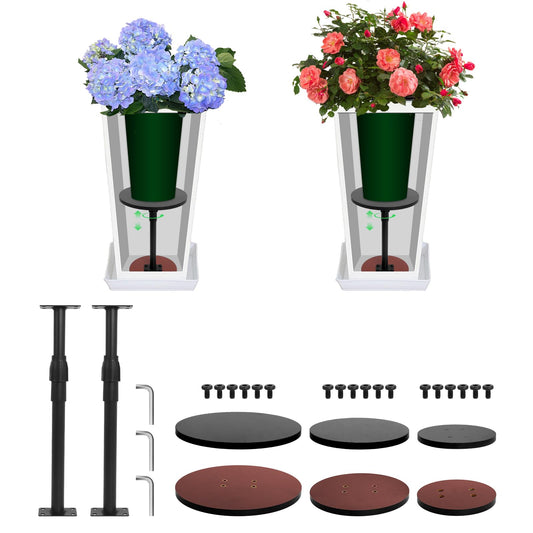 Adjustable Plant Risers For Inside Pots, 2 Set 13-21" Plant Risers for Pots Outdoor, Plants Lifters for Inside Pot, Adjustable Planter Insert Riser Stand for Tall, Square, Round, Tapered Planters