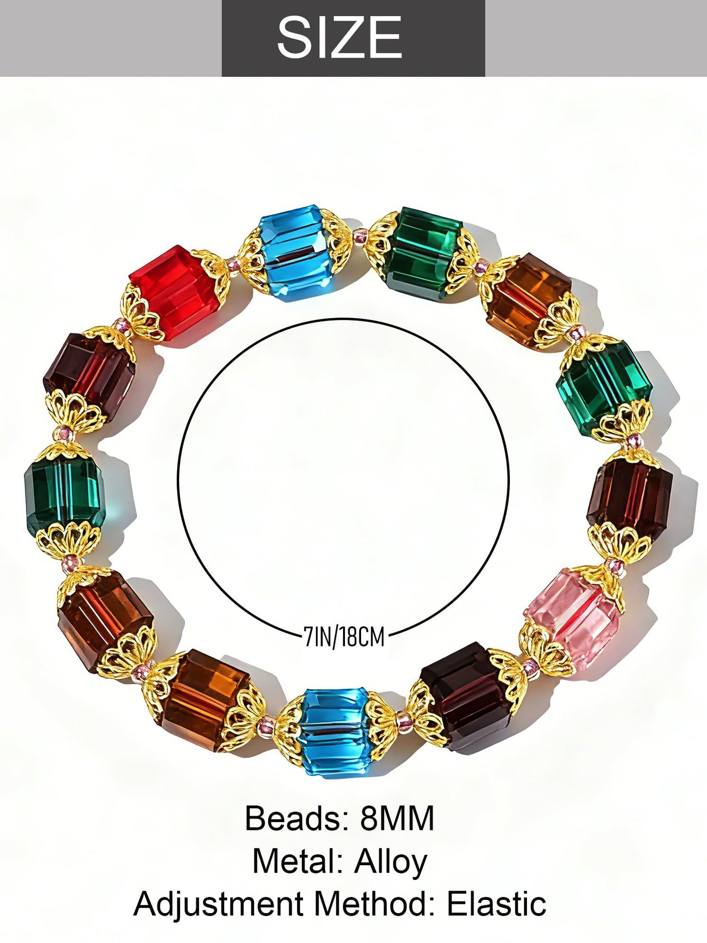HANGINTHERE Seven Chakra Crystal Bracelet for Women, 10 mm Beaded Healing Stone Spiritual Gift for Mom Wife Best Friend, Birthday Anniversary Christmas (10mm Seven Chakra Crystal Bracelet for Women)