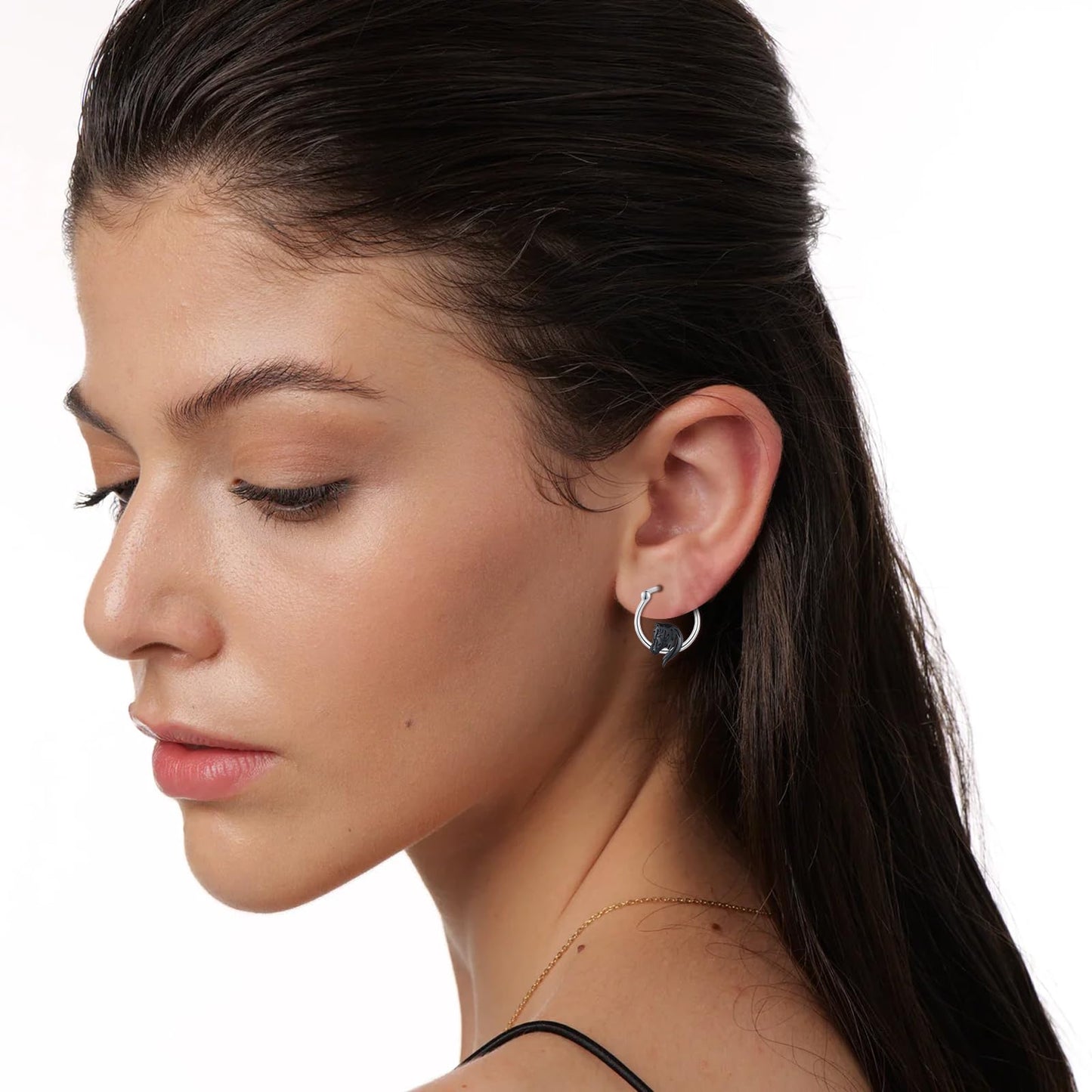 JUSTKIDSTOY Horse Earrings for Women 925 Sterling Silver Black Horse Hoop Earrings Jewelry Christmas Graduation Gifts for Daughter Her Girlfriend