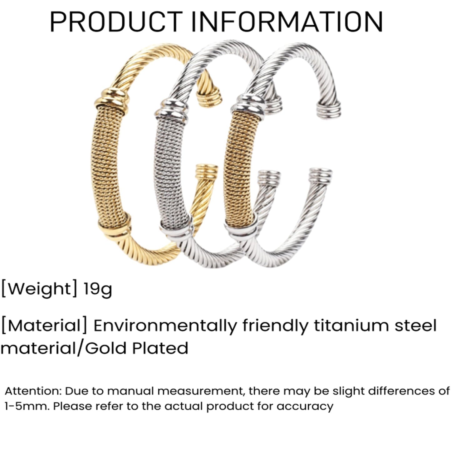 MENGSHA Punk Silver Twisted Cable Cuff Bracelet for Men/Women Durable Stainless Steel Chunky Bangle Bracelet Adjustable Opening,Daily Wear & Outdoor Adventure Unisex Jewelry Gift for Him/Her