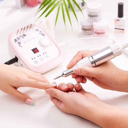 Makartt 5 in 1 Nail Drill Bits, 3/32" Shank Tungsten Carbide Tapered Drill Bits for Nails Fast Removing Acrylic Nail Bundle With Genesie Nail Drill Professional 35000RPM Electric Nail File Machine