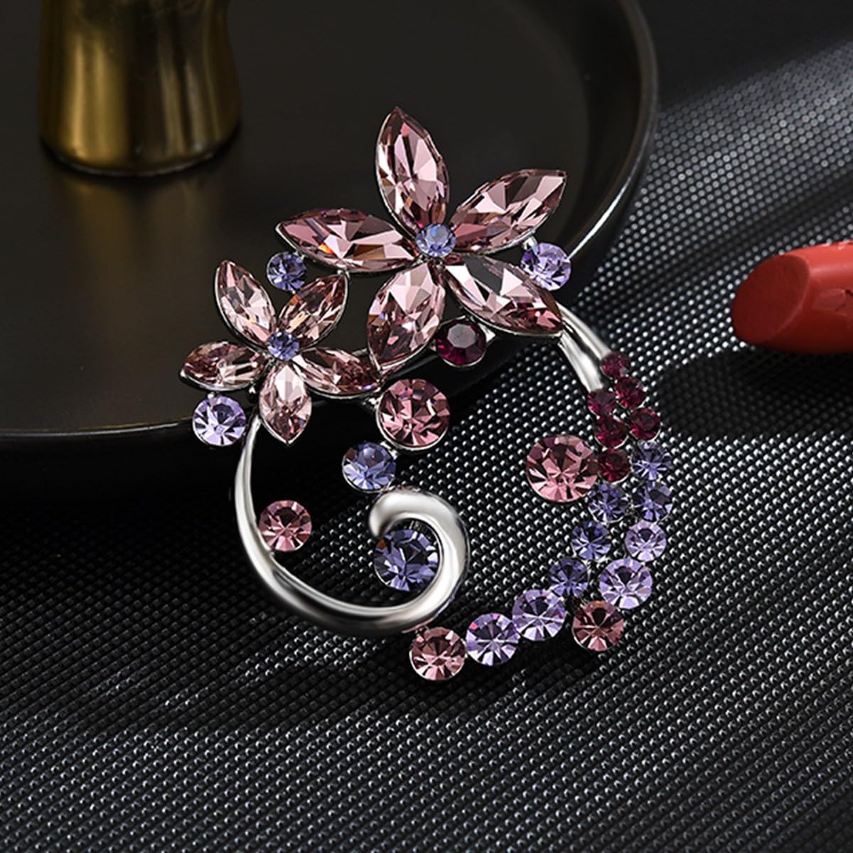 UNVAK Austrian Crystal Flower Brooch Pin - Retro Lapel Pin Jewelry for Thanksgiving Day, Birthday Gifts, Dress Accessories