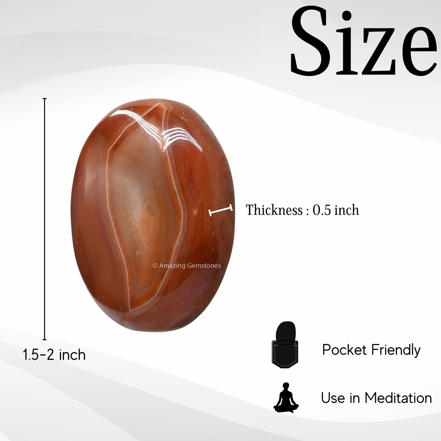Amazing Gemstone Carnelian Crystals and Healing Stones - Large Palm Stone Crystals Piedra - Crystal for Good Luck, Balanced Positive Energy, Meditation - Unique Stocking Stuffers, Gifts for Women, Men