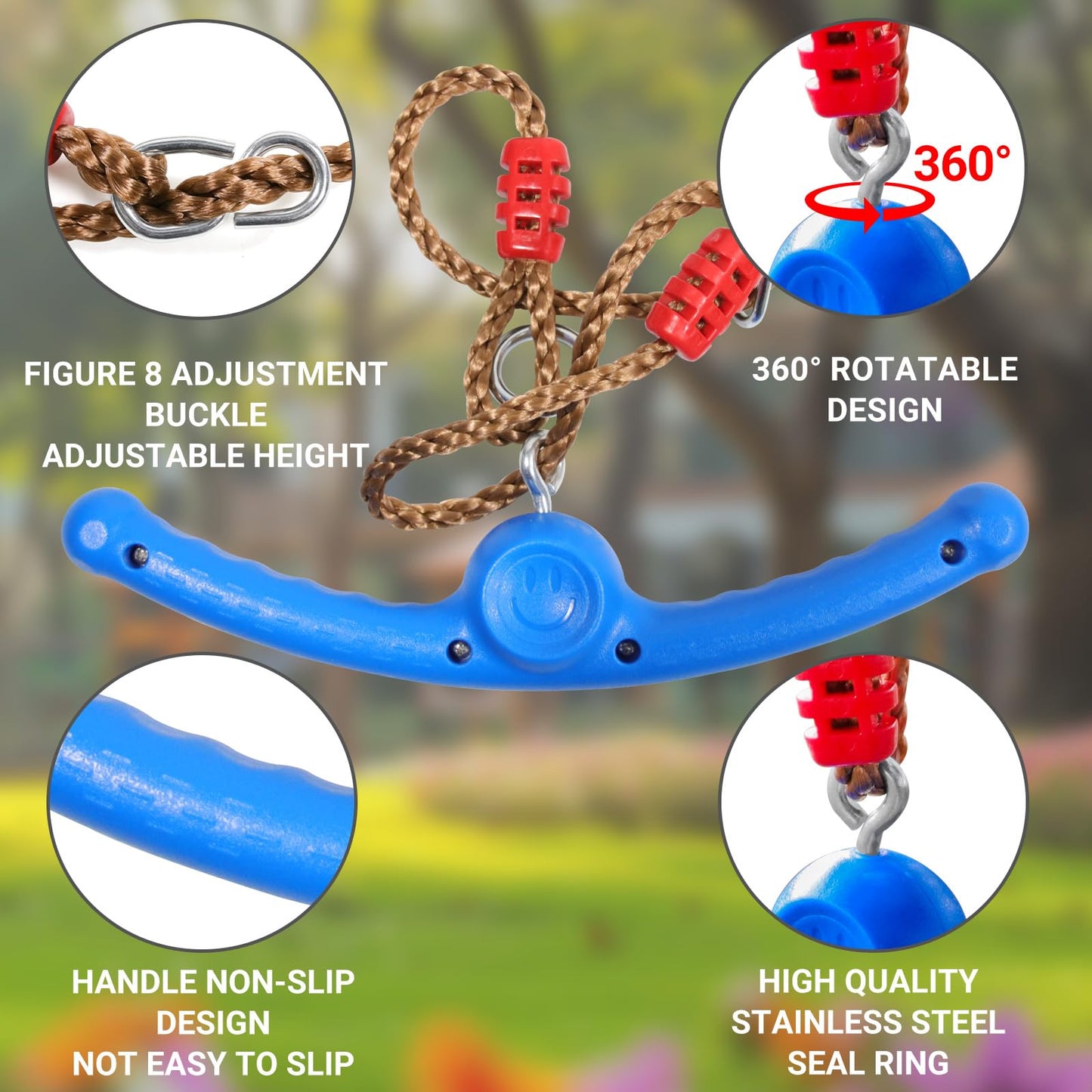 Ninja Warrior Obstacle Course for Kids, 2 x 52ft Slackline with Rotating Swing, Climbing Ladder, Gymnastic Rings, Training Equipment Set for Backyard (2x52ft)