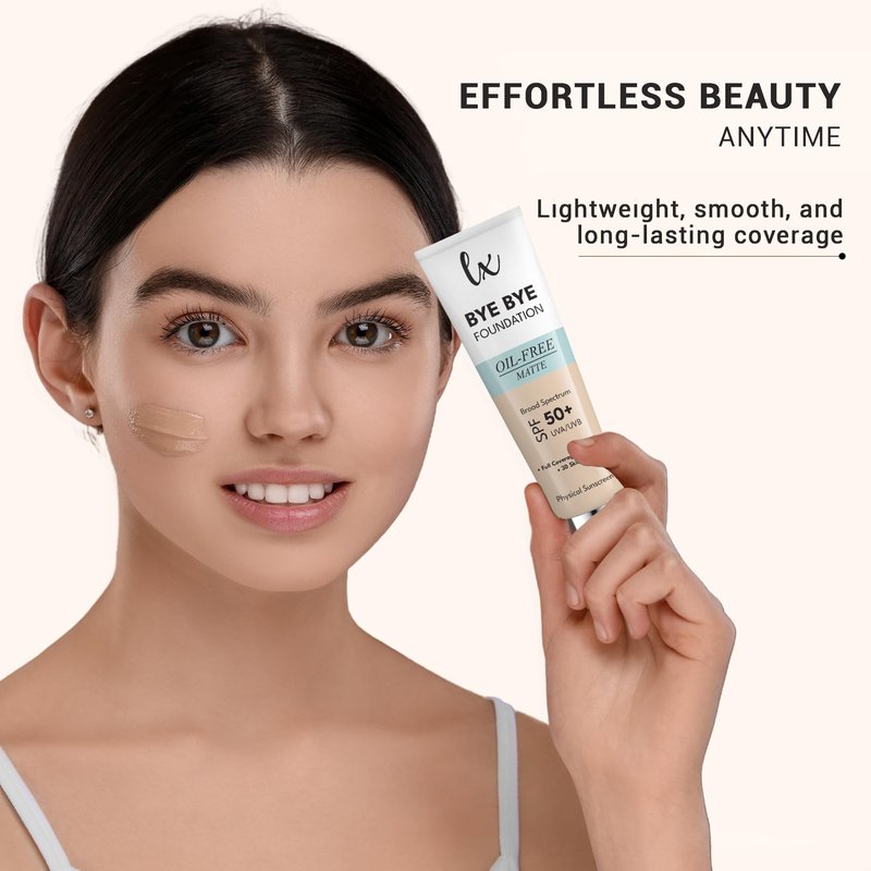 Lx Blend Bye Bye Foundation Oil Free Matte Coverage Moisturizer With SPF 50 (MEDIUM) 1 FL OZ