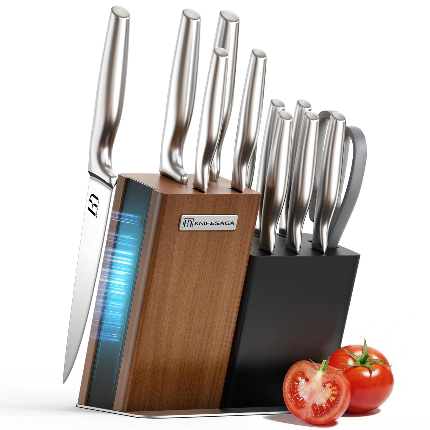 KnifeSaga 2026 Upgraded Knife Set, 13-Piece Japanese High-Carbon Stainless Steel Kitchen Knife Block Set with Ergonomic Handles, Razor-Sharp Blades for Home & Professional Use