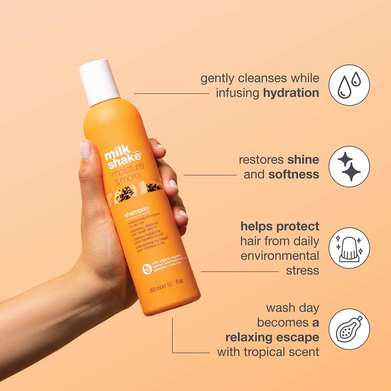 milk_shake Moisture & More Shampoo - Moisturizing Shampoo for Dry, Dull Hair | Restores Moisture and Shine | 10.1 Fl Oz/Tropical Scent