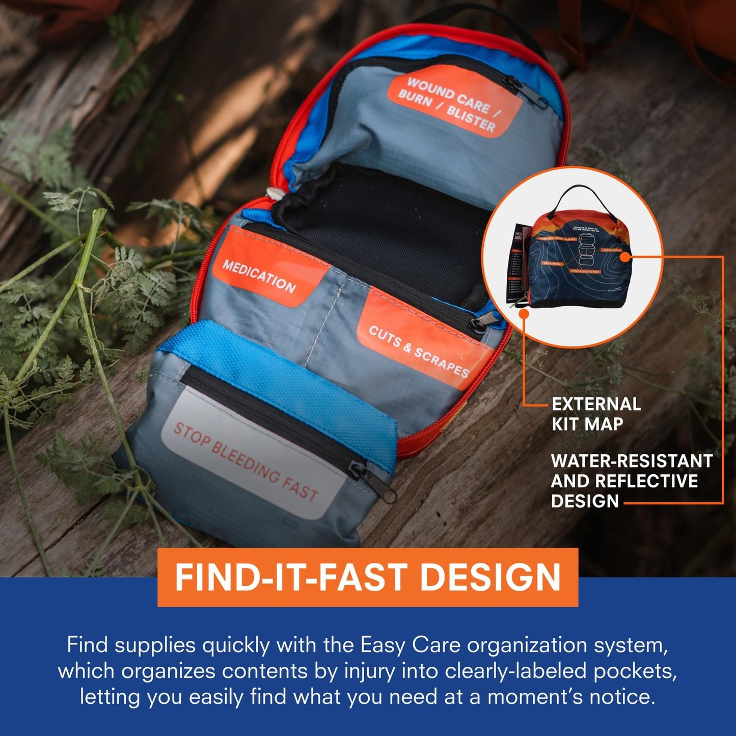 Adventure Medical Kits Mountain Series Medical Kit - Hiker - Emergency Medical First Aid Kit - for 2 People for 2 Days - Comes with a Trauma Pad, Medicine, Guide Book & More - Sunset