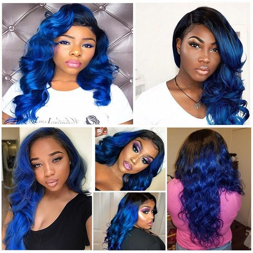 Habiliana Bundles Human Hair 18 20 22 Inch Body Wave T1B Blue Human Hair Bundles 11A Unprocessed Brazilian Virgin Quick Weave Hair Extensions for Black Women