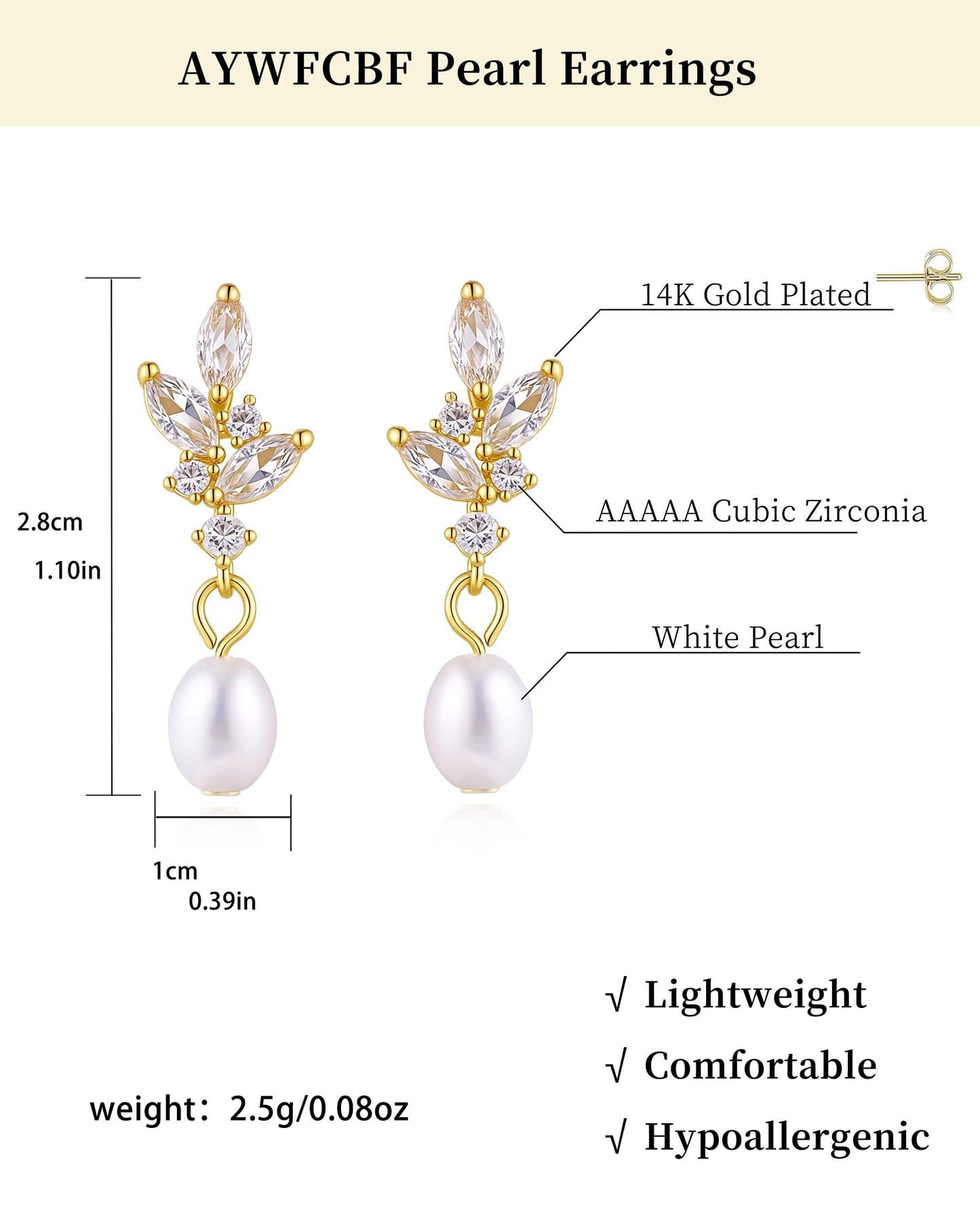 Pearl Earrings for Women, Trendy Silver Pearl Diamond Earrings Bridal Shower Gifts Wedding jewelry for Women