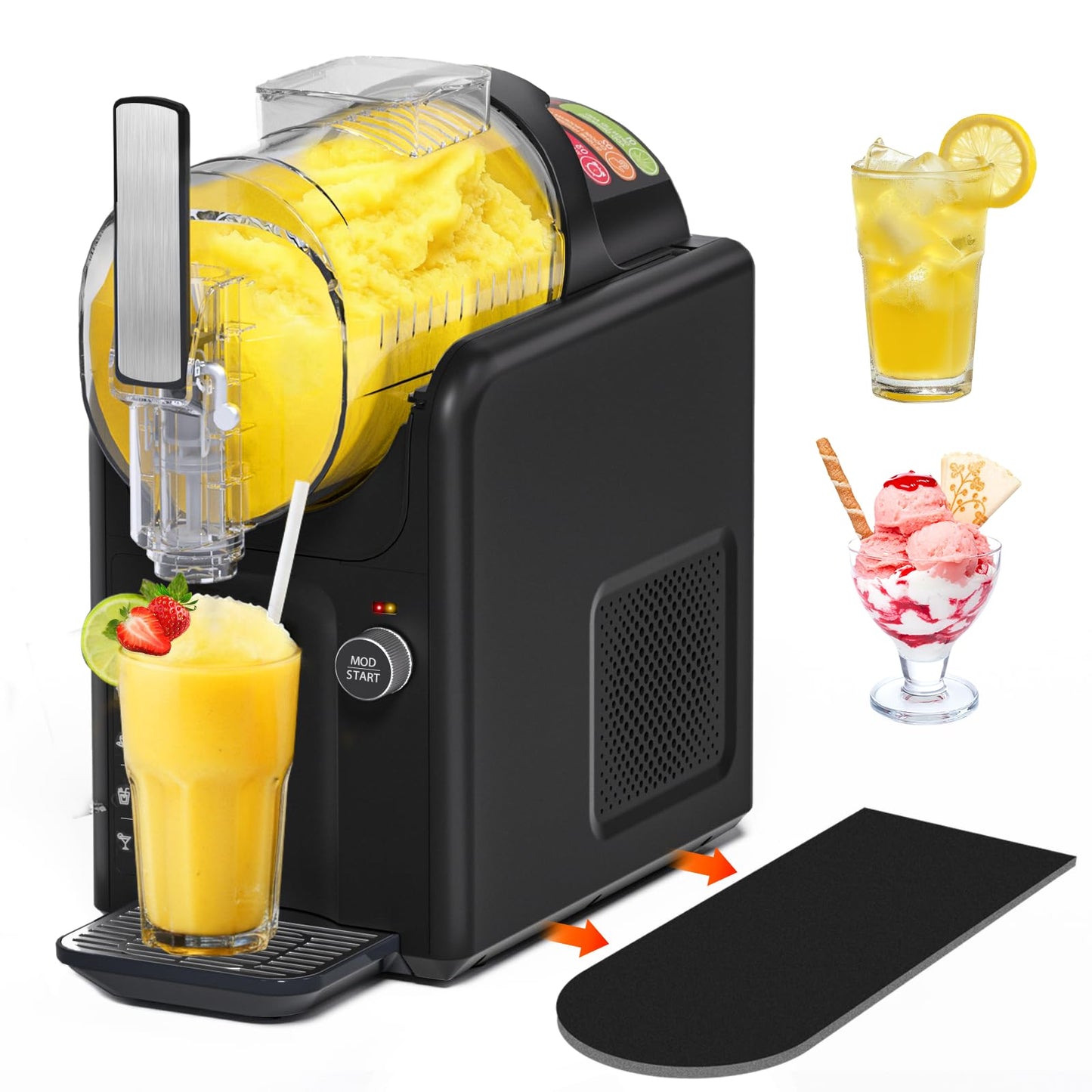 5 in 1 Slushie Machine for Home, No Ice Needed Frozen Drink Maker with Anti-Slip Mat, 61oz Slushy Machine Self-Cleaning and LED Display for Margaritas, Frappes, Smoothies and Shakes (Grey)