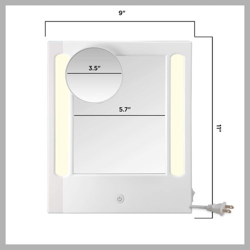Conair Lighted Vanity Mirror with 5X Spot Magnification, LED, Tabletop, Corded in Glossy White (Pack of 3)