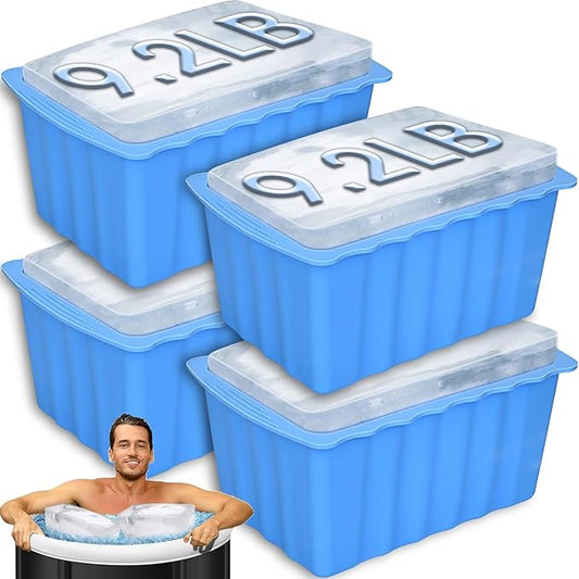 Large Ice Cube Molds 4 Pack - 37LB Silicone Ice Block Mold, Water Chiller for Cold Plunge & Camping | Easy Release, No Collapse Ice Tray for Seafood Fresh Keeping, Durable BPA-Free Freezer Ice Mold