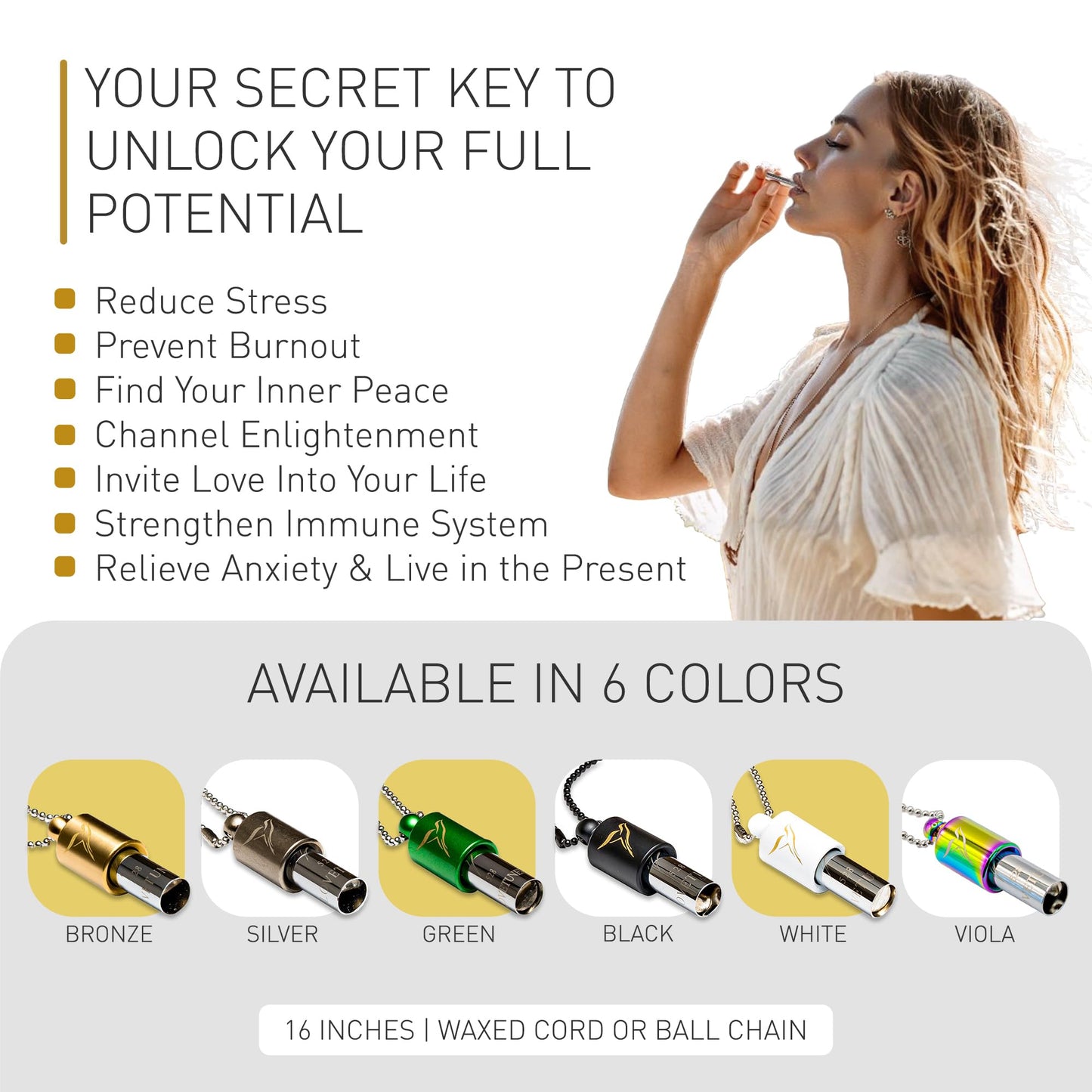 LOVETUNER 528Hz Breathing Necklace for Stress Relief, Mindfulness & Meditation | Sound Healing Whistle for Anxiety, Focus, Calm & Relaxation | Emotional Wellness, Inner Peace & Balance Necklace