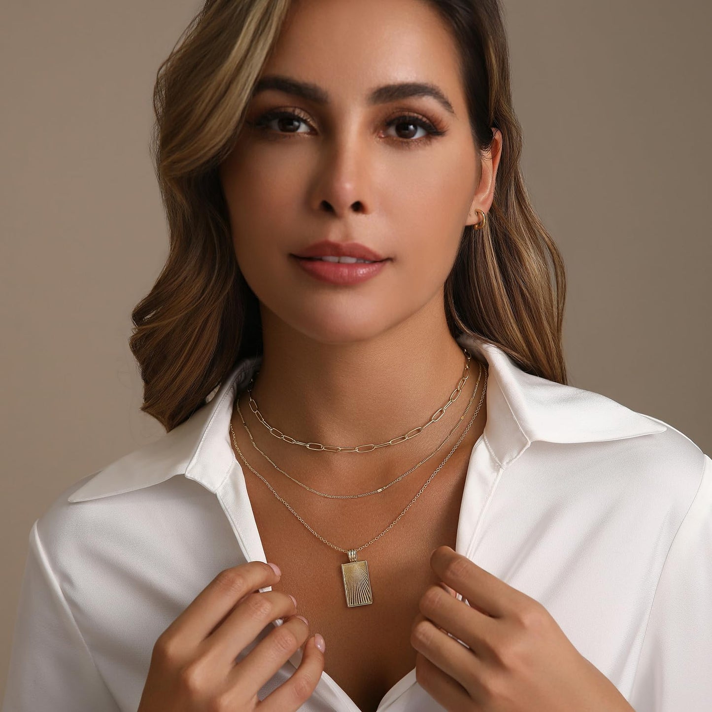 PDWZNBA Layered Gold-plated Necklaces for Women, 14K Real Gold-Plated Triple Chain Necklace, Dainty Choker Jewelry Set, Trendy Jewelry Gifts