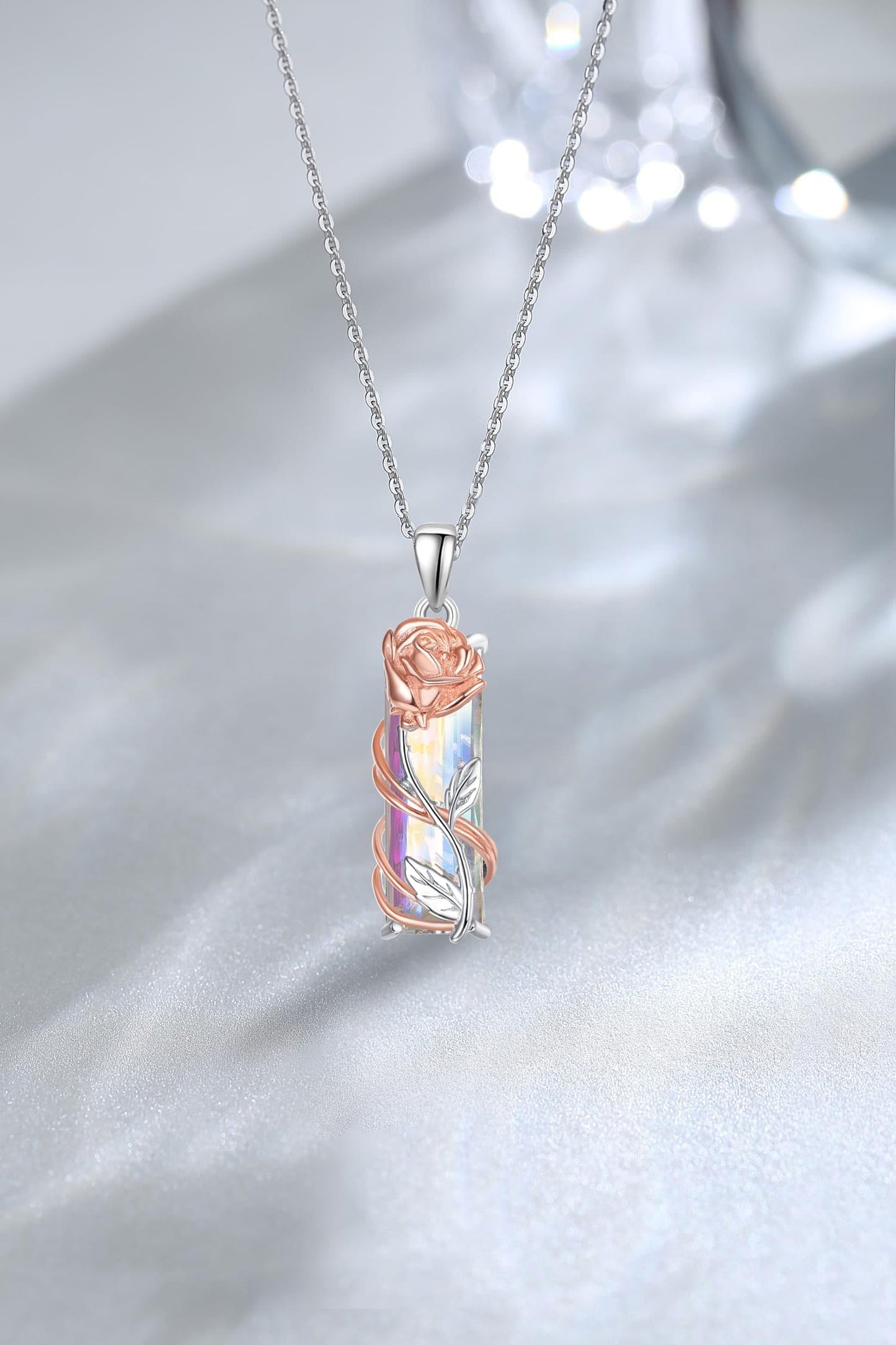 AENEAS Rose Gifts for Women Rose Necklace Sterling Silver Jewelry Gift for Her Crystal Necklace Gifts for Anniversary Christmas Birthday
