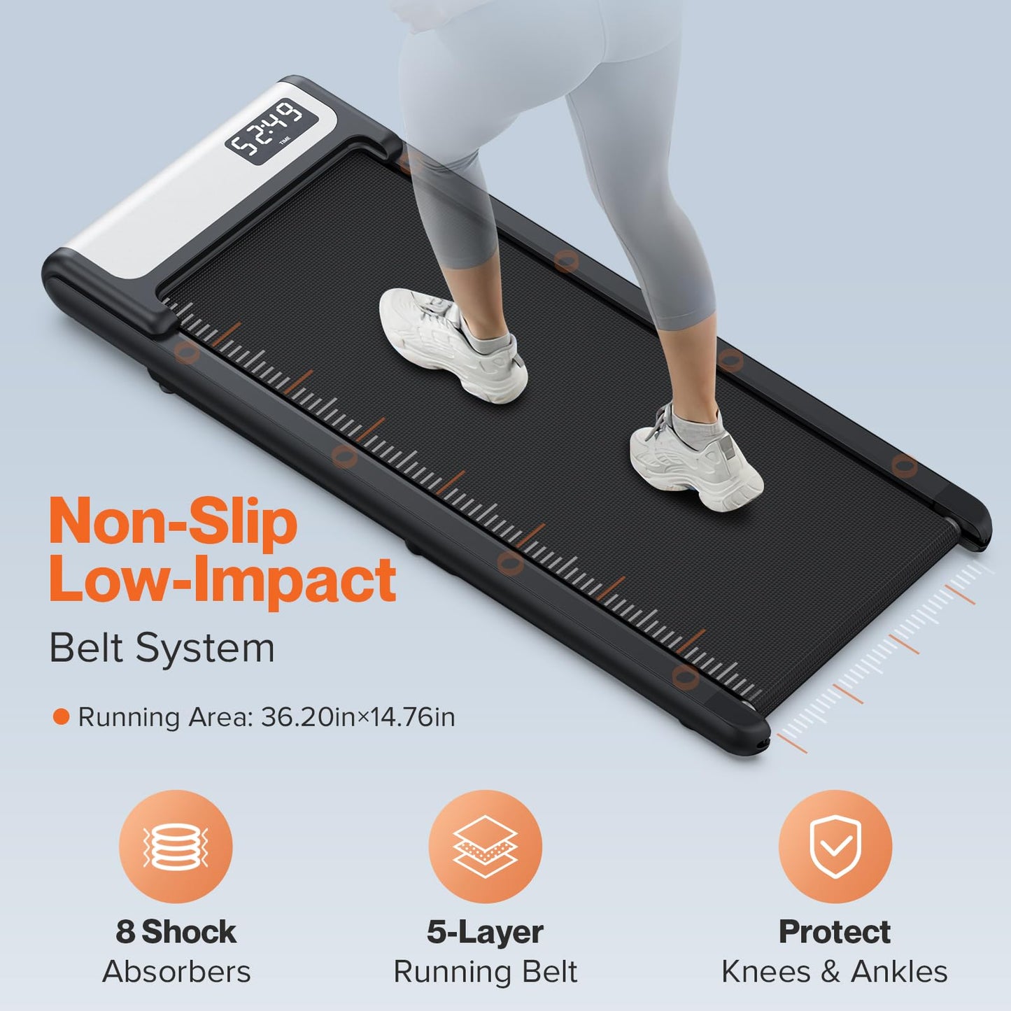 COZYINN Under Desk Walking Pad Treadmill with 10% Incline, Quiet Portable Walking Pad for Home Office Small Space, 265LB Capacity Walking Pads Voice Remote Control Smart Treadmill Works with KINOMAP