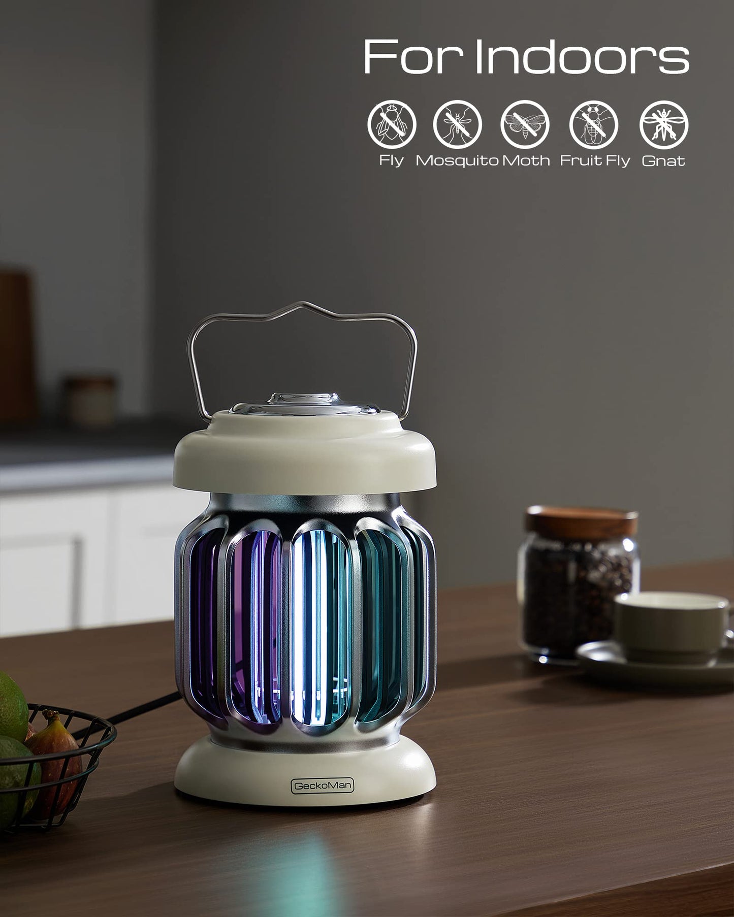 GeckoMan Hybrid Spectrum, Dusk-to-Dawn Bug Zapper Outdoor Bug Zapper Indoor Mosquito Repellent Outdoor Patio Mosquito Zapper Fly Zapper Fruit Fly Trap for Indoors Killer with Light Sensor