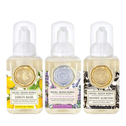 Michel Design Works Wintertime Whimsy Mini Foaming Soap 3-Pack Set (Nutcracker Suite, Winter Woodland, Peppermint)