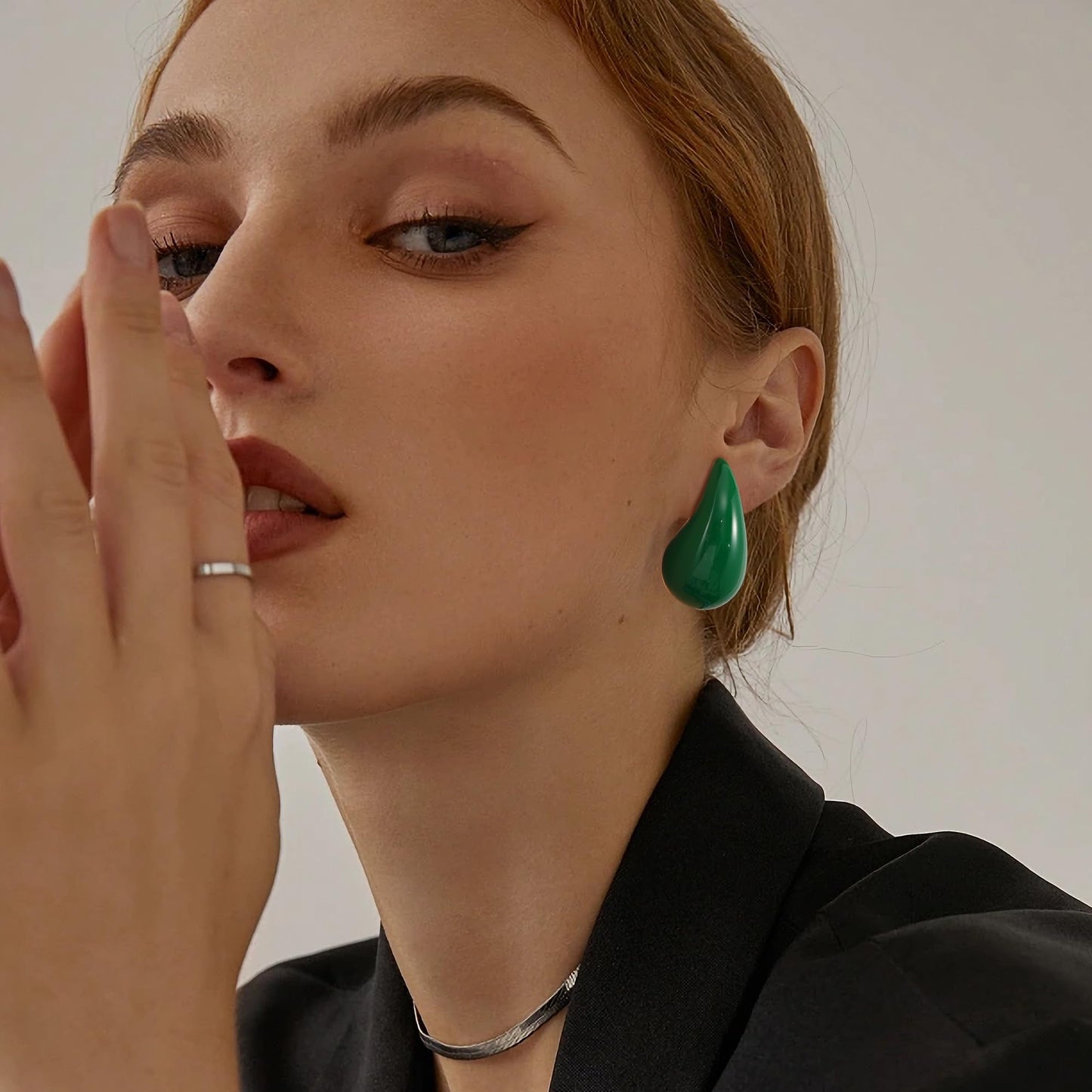 Gacimy Green Teardrop Earrings Dupes for Women, Chunky Drop Earrings for Women with 925 Sterling Silver Post, 1.2Inches Green