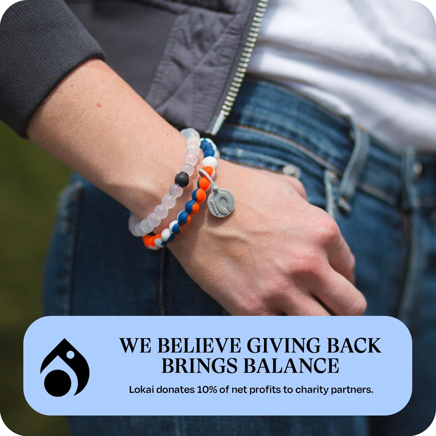 Lokai Silicone Beaded Bracelet for Men & Women, NFL Football Collection - Chicago Bears, Large - Silicone Jewelry Fashion Bracelet Slides-On for Comfortable Fit