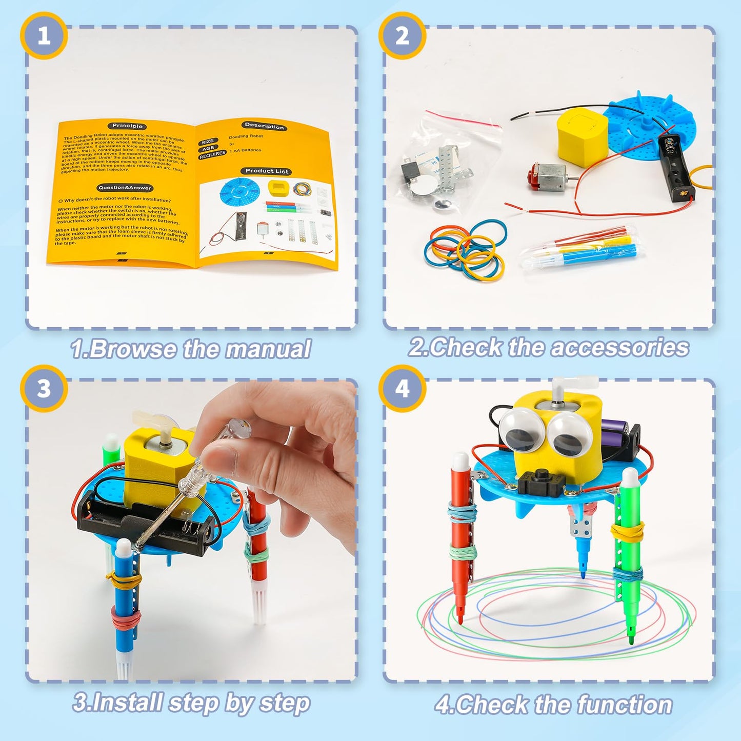 STEM Robotics Kits for Kids Age 8-12 8-10, Science Kits for Kids 8-12, STEM Toys for Boys Age 8 9 10 12 13 14 Girls Boys Birthday Gifts, Robot Building Crafts 8-12 Engineering Motor Set