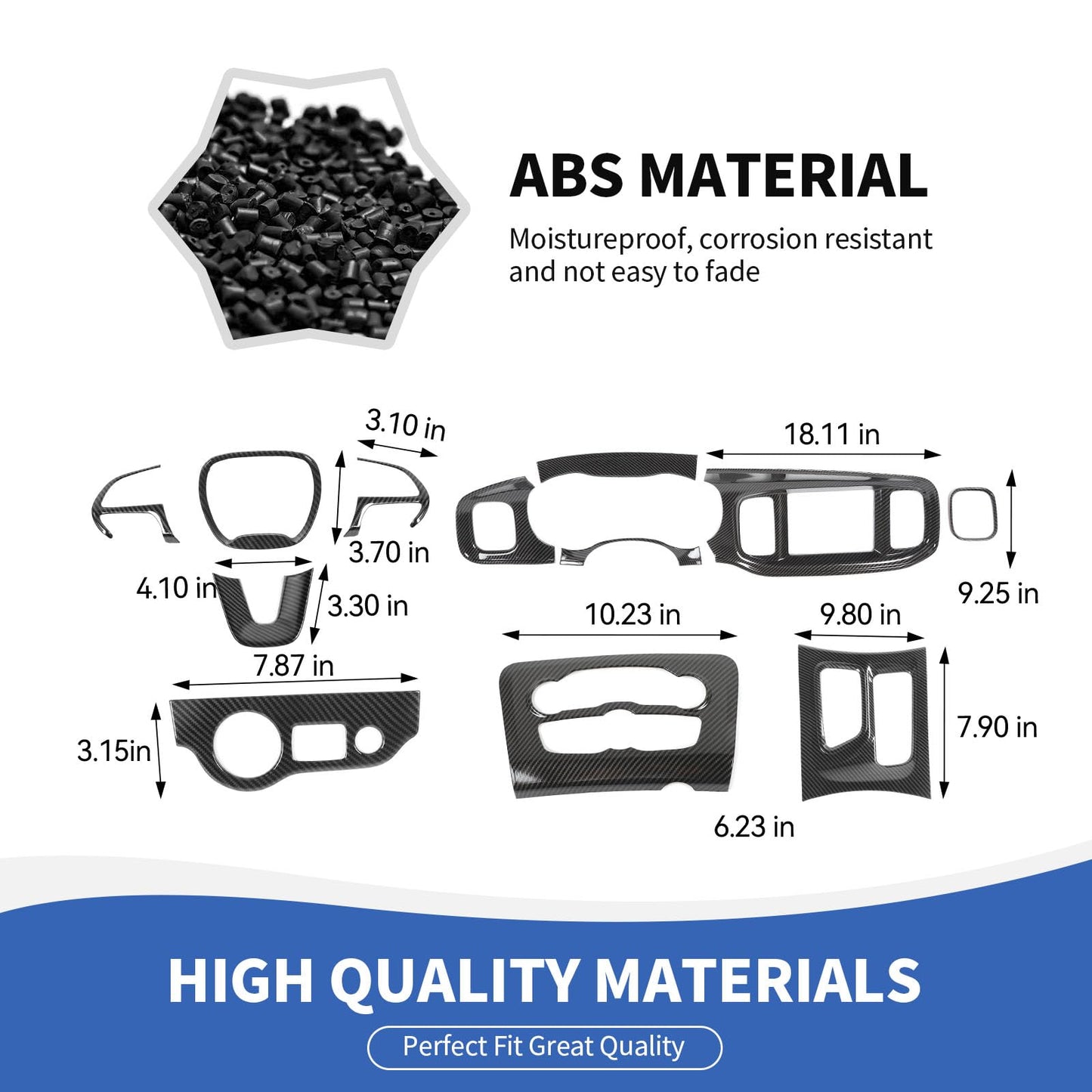 RAZPOY 12PCS Carbon Fiber Interior Trim Accessories Compatible with Dodge Charger 2015-2024, Center Console Dashboard Trim Gear Shift Panel Cover