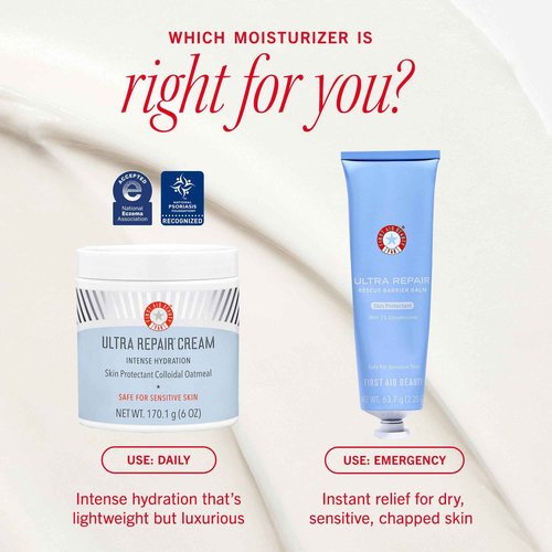 First Aid Beauty - Ultra Repair Cream, Intense Hydration Whipped Colloidal Oatmeal, Clinically Proven to Strengthen Skin Barrier in 7 Days & Helps Relieve Eczema, Luxury Face & Body Moisturizer, 14 oz