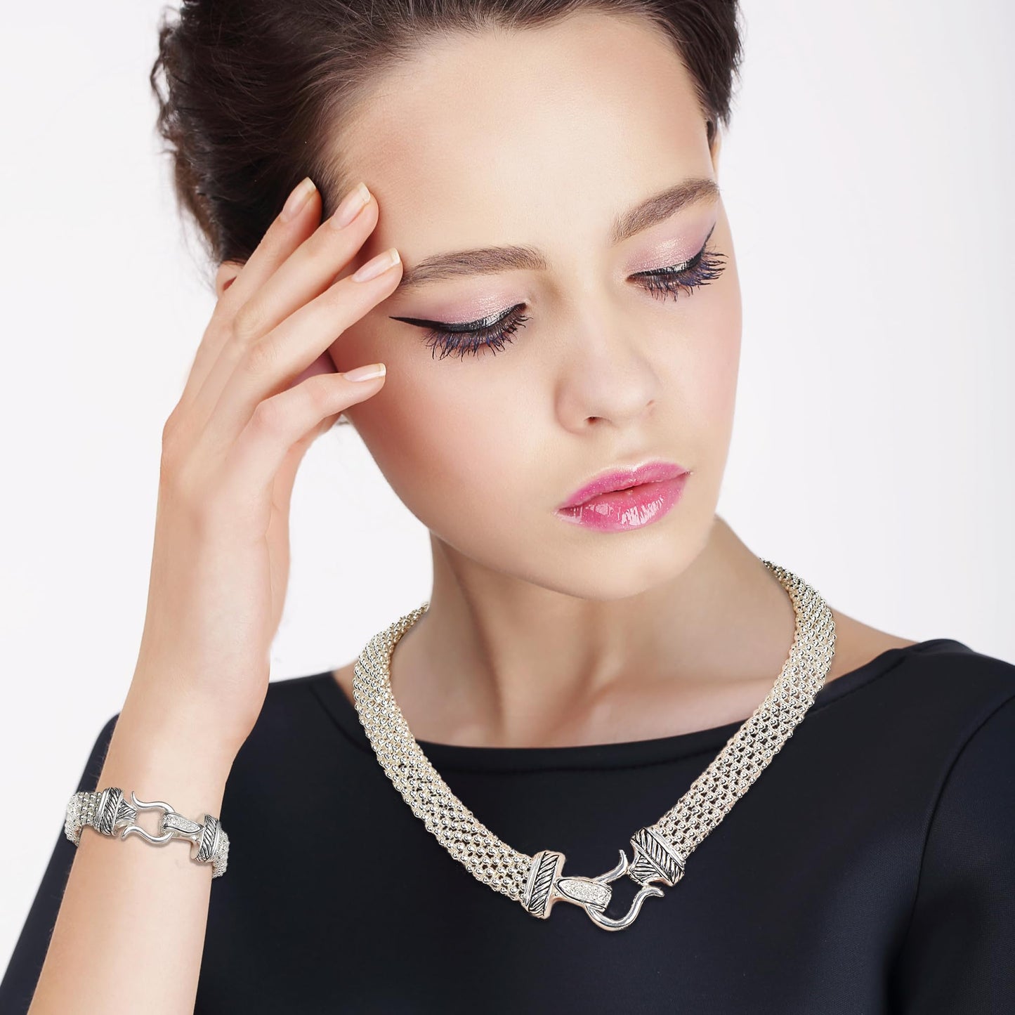 UNY Jewelry Antique Fashion Popcorn Chain Designer Brand Inspired Women Unique Christmas Gifts Bracelets (Silver)