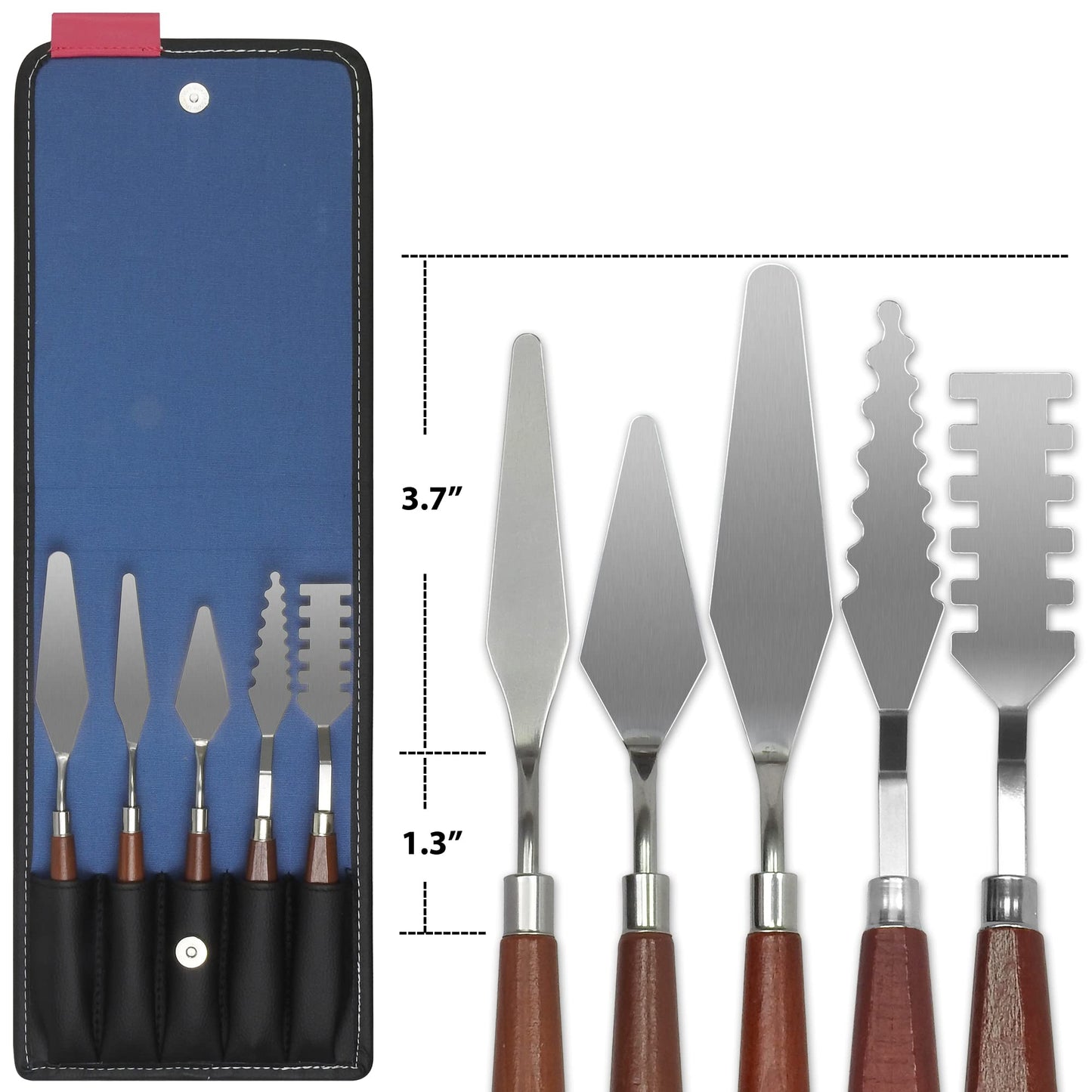 COLOUR BLOCK 6pc Painting Knife Set, Stainless Steel Blades, Wooden Handles, Artist Tools, Art Spatula, Palette Knives for Acrylic & Oil Painting, Durable Carry Case