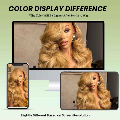 ALHER Color #27 Honey Blonde Single Bundle Body Wave 24 Inch, Blonde Bundles Human Hair Sew In Weave Wavy Bundles for Black Women, 12A 100% Unprocessed Brazilian Virgin Remy Hair Soft Thick