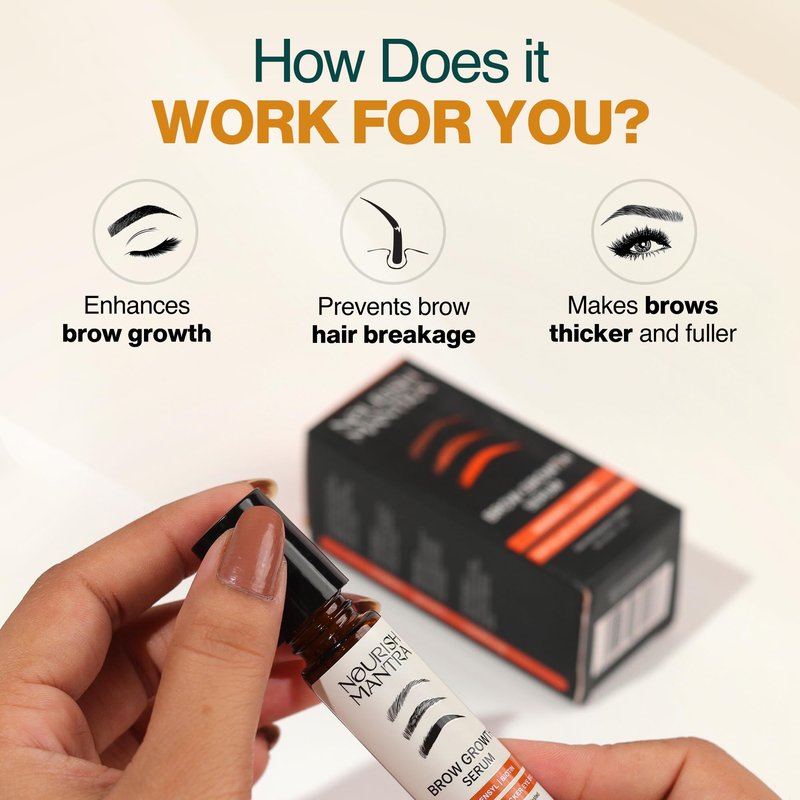 Nourish Mantra Eyebrow Growth Serum, Boost Regrowth for Longer, Thicker, Fuller-Looking Brows, Effective Enhancing Formula with Redensyl,Biotin & Peptides 10 ml