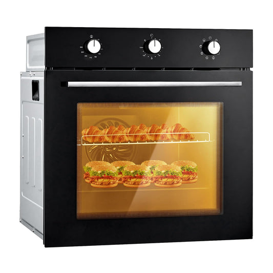 24" Single Wall Oven, 2.5 Cu.Ft Built-in Electric Single Wall Ovens with Mechanical Knobs, Double-Layered Glass Door, 5 Cooking Functions, 3000W 240V Ideal for Kitchen Oven