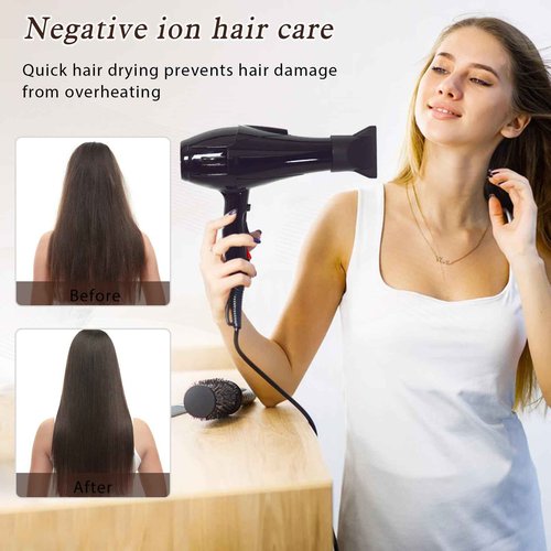 Professional Hair Dryer 3500 Watt Powerful Salon Blow Dryer Ceramic Tourmaline Quick Dry Ionic Hair Dryer with AC Motor Concentrator Diffuser Attachments