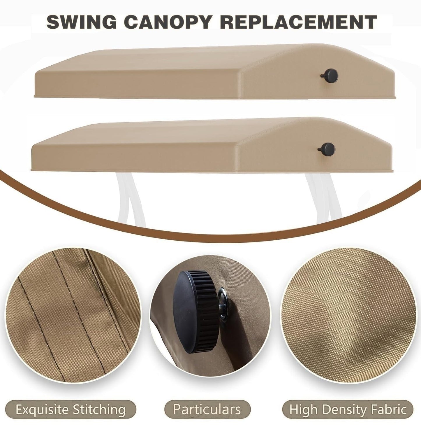 Porch Swing Canopy Replacement Top, 2/3 Seater Hammock Cover Top Waterproof Replacement Canopy Outdoor Furniture Cover for Garden Patio Porch(3 Seater:79x46.4inch)