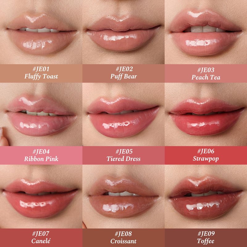 Flower Knows The Sweetie Bear Coating Lip Jelly,Soft Moisturizing Tinted Lip Gloss with Botanicals,Lightweight Non-Sticky Pink Lips Plumper,Cruelty-Free,0.18 oz(JE04 Ribbon Pink)
