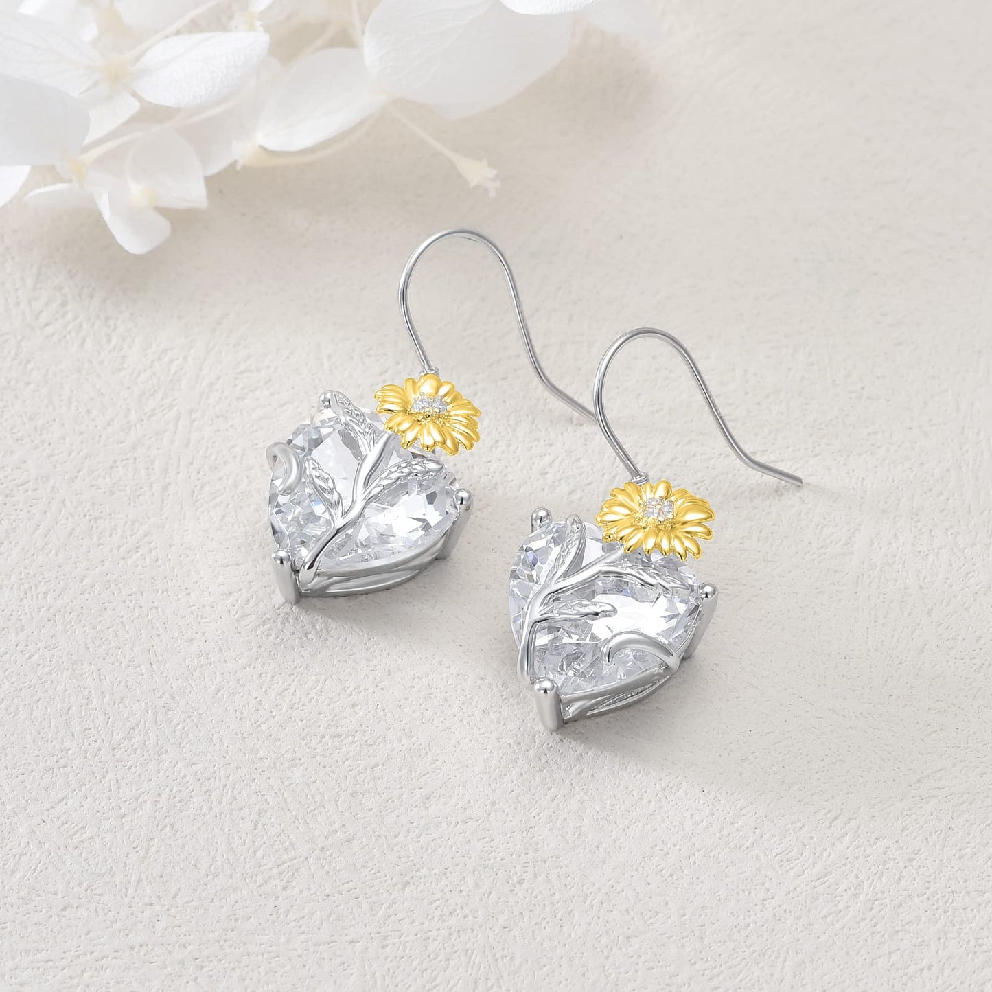 TOUPOP Diamond April Birthstone Earrings 925 Sterling Silver April Birth Flower Daisy Earrings Jewelry Birthday Mothers Day Gifts for Women Mom Her