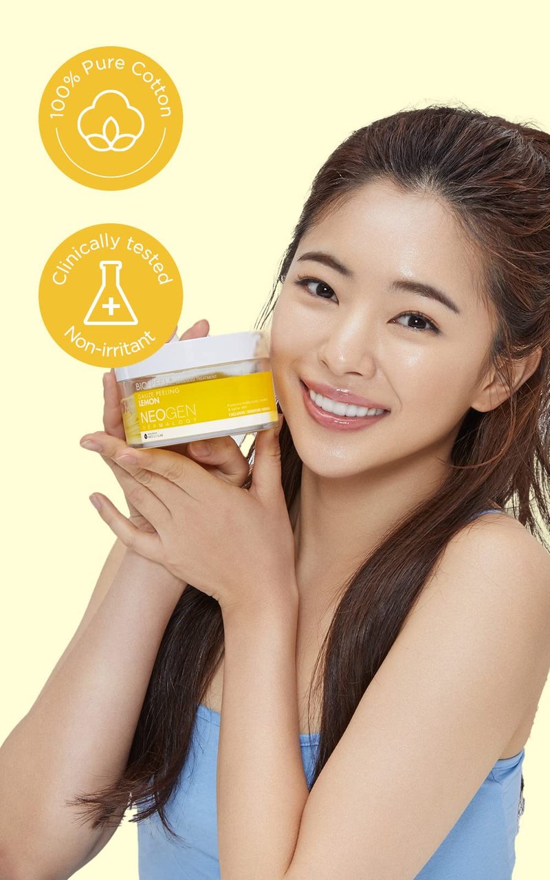 DERMALOGY by NEOGENLAB Bio-Peel Gauze Peeling Lemon - 2-in-1 Physical + AHA Exfoliating Pads with Lemon, Lemongrass & Vitamin C for Smoother, Even-Looking, Glowing Skin, Korean Skin Care 30 Count