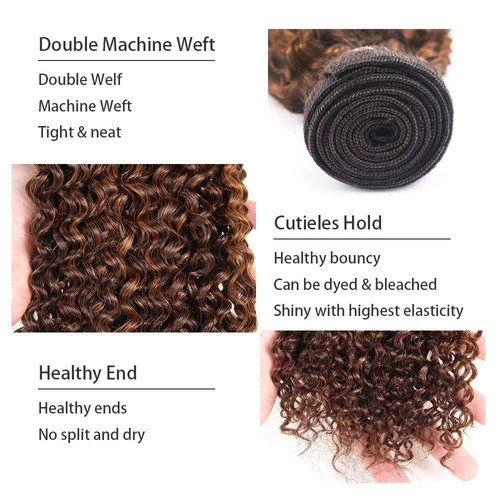 Habiliana Bundles Human Hair 24 26 28 Inch Jerry Curly Wave P4/30 Human Hair Bundles 11A Unprocessed Brazilian Virgin Quick Weave Hair Extensions for Black Women