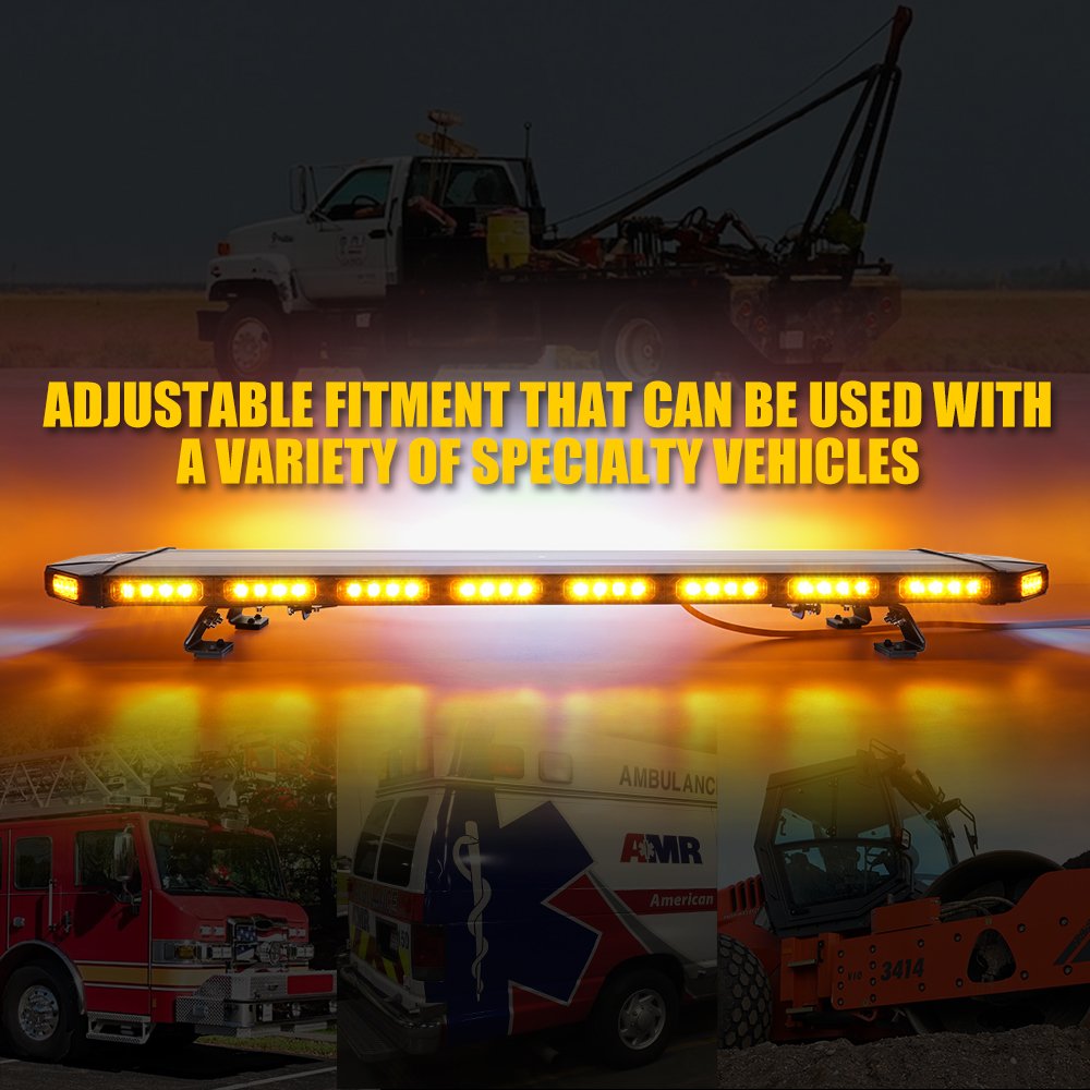 Xprite 48" Amber Emergency Strobe Bar Lights Black Hawk Hevy-duty Rooftop Security Flashing Hazard Warning Lightbar for Tow Trucks Construction Vehicles Traffic Pilot Cars Snowplow