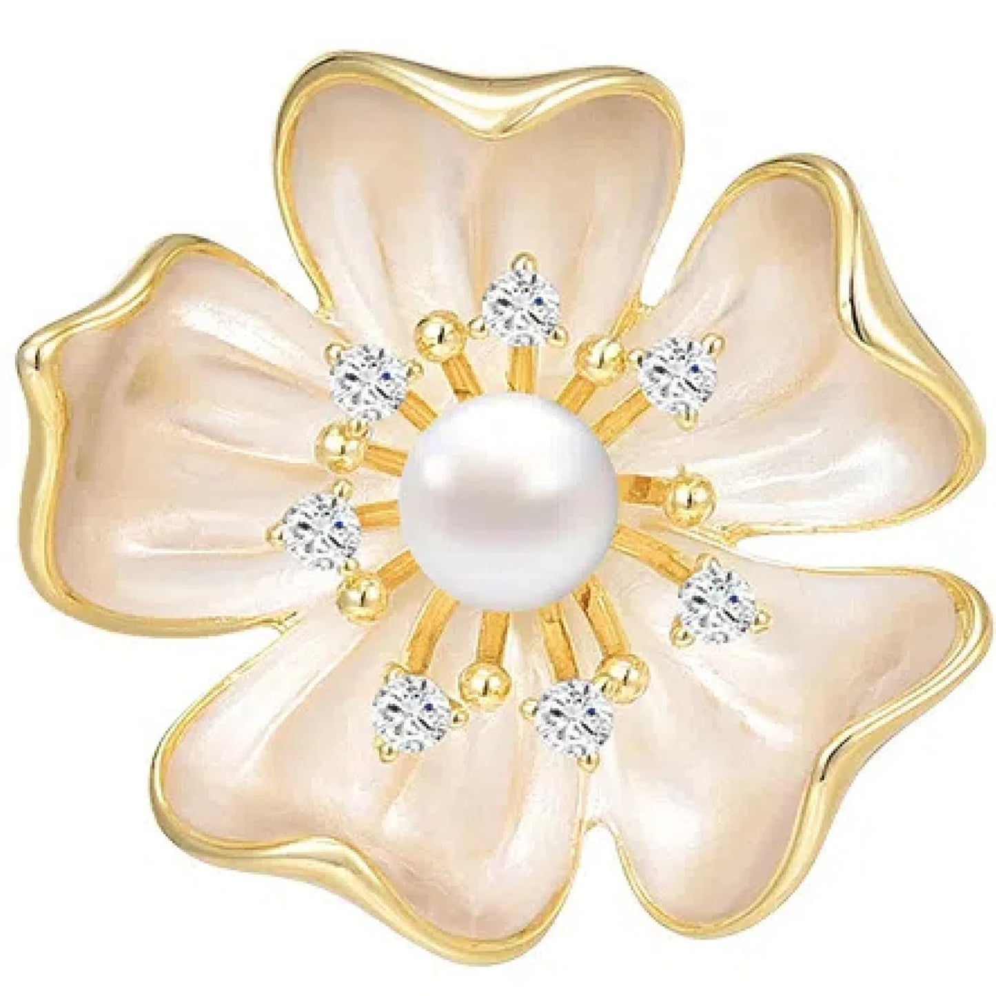 Elegant Emerald Green Four-Petal Floral Brooch Pin, Vintage-Inspired Gift for Women