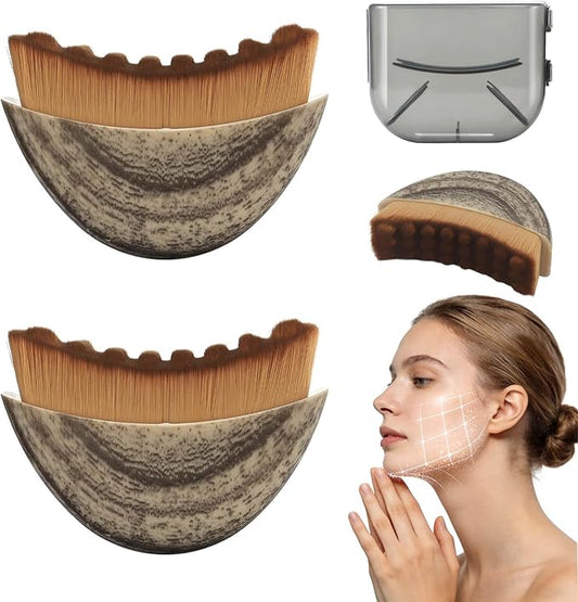 2 Pack Lymphatic Contour Face Brush, Manual Lymphatic Drainage Massager, Ergonomic Facial Cleansing Brush Fit Skin Precisely for Chin Jawline Sculpting, Relieve Fatigue, Portable Gua Sha Alternative