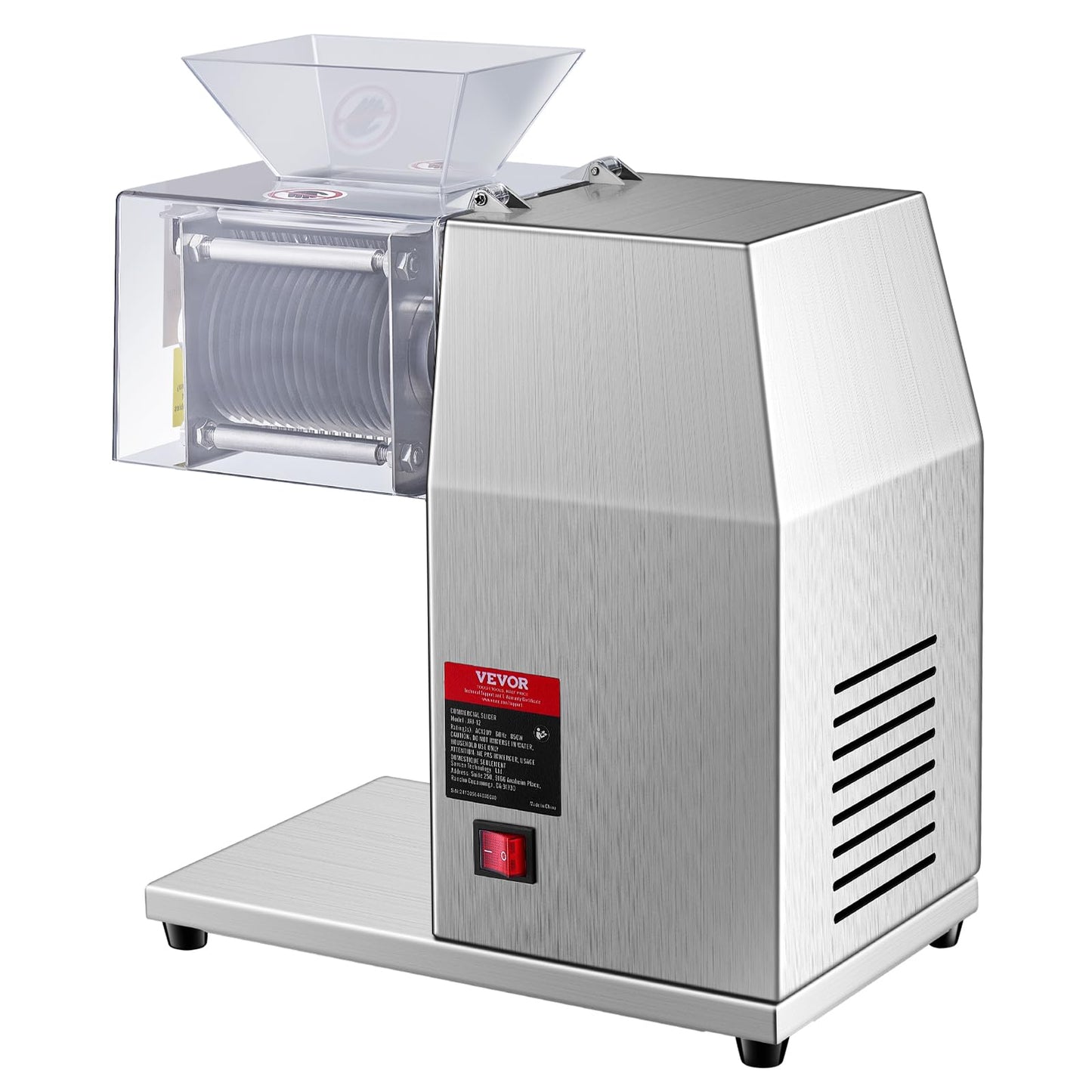 VEVOR 850W Meat Slicer, Commercial Meat Cutting Machine, Stainless Steel, 5 mm Thickness, Detachable Blades, Electric Food Slicer for Home Kitchen Restaurant Supermarket