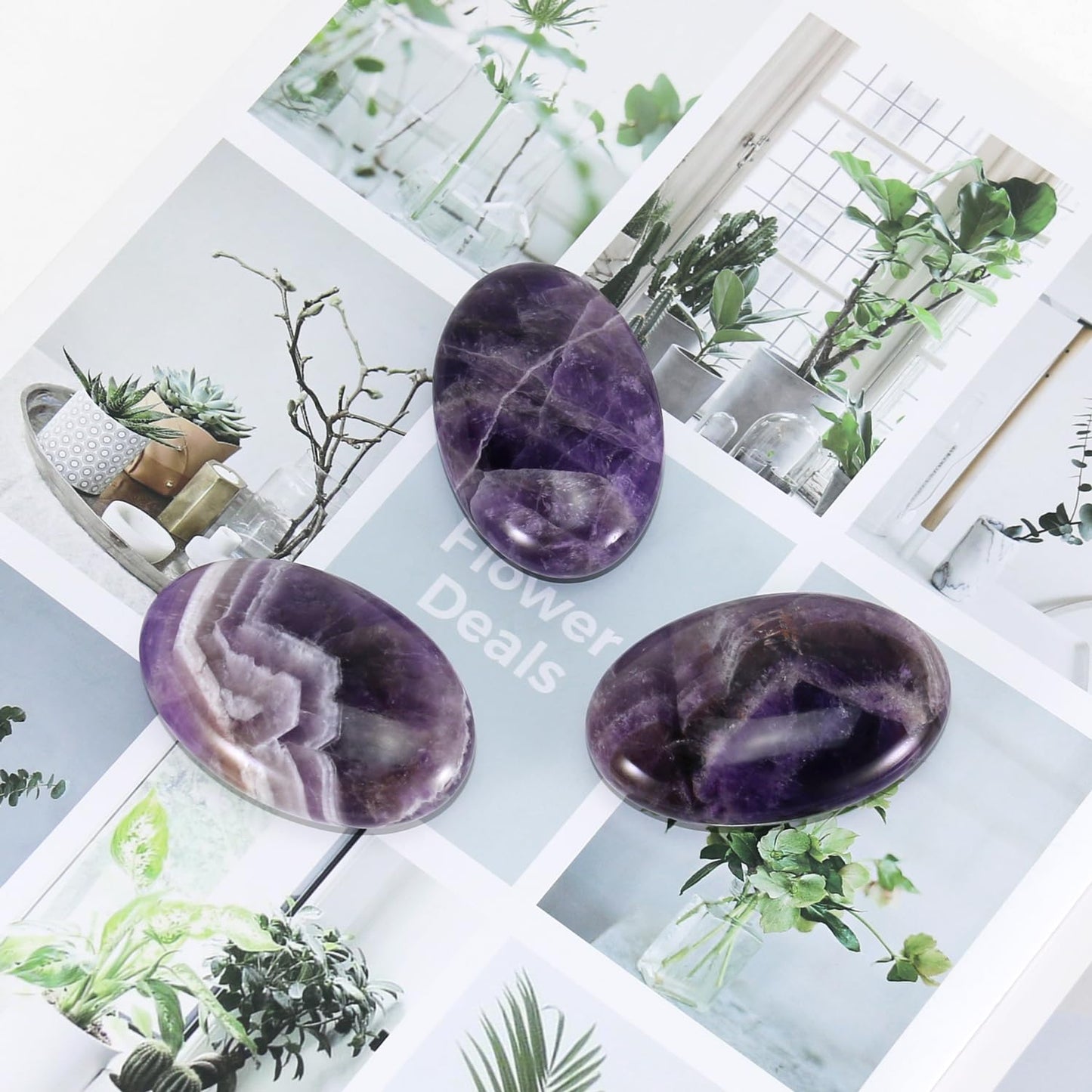 Nvzi Amethyst Crystal Palm Stone, Worry Stones, Crystals and Healing Stones, Polished Rocks, Natural Gemstones, Chakra Stones for Healing Crystals Daily Use